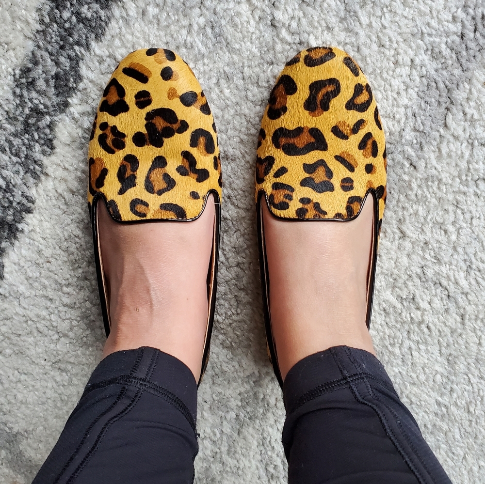 Brand New J. Crew Leopard Calf Hair Loafers